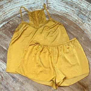LINEA DONNATELLA Lace Lingerie Set Saffron Camisole Tap Pants Size S